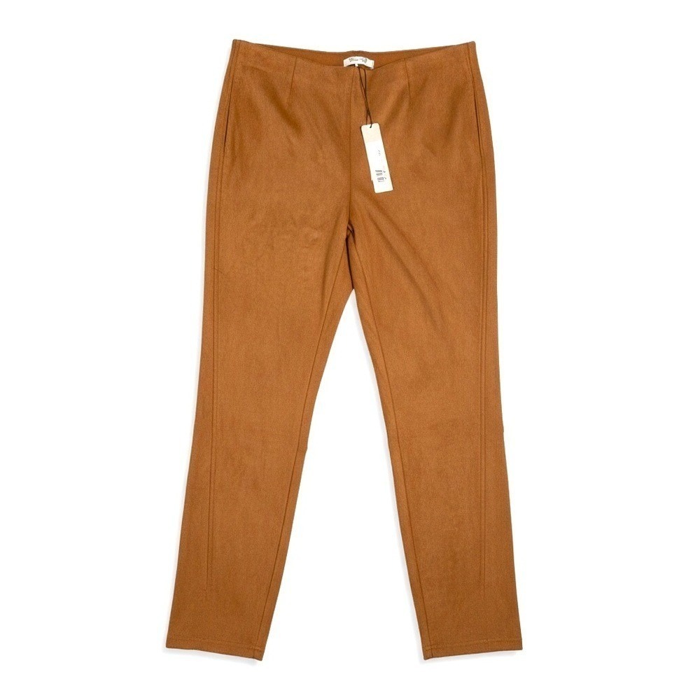 Nic+Zoe Toffee Faux Suede Side Zip Pants F221337 Brown Size 10 NEW